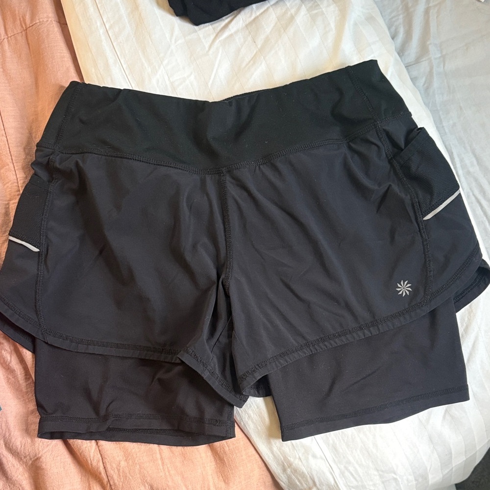 Athleta running shorts with attached bike shorts